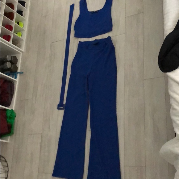 Two piece flare pants set W/ corset inspired top - Picture 2 of 9